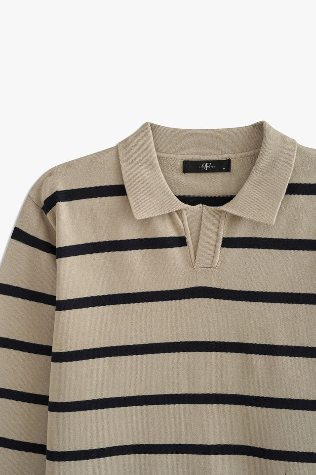 Johnny Collar Striped Sweater Polo
