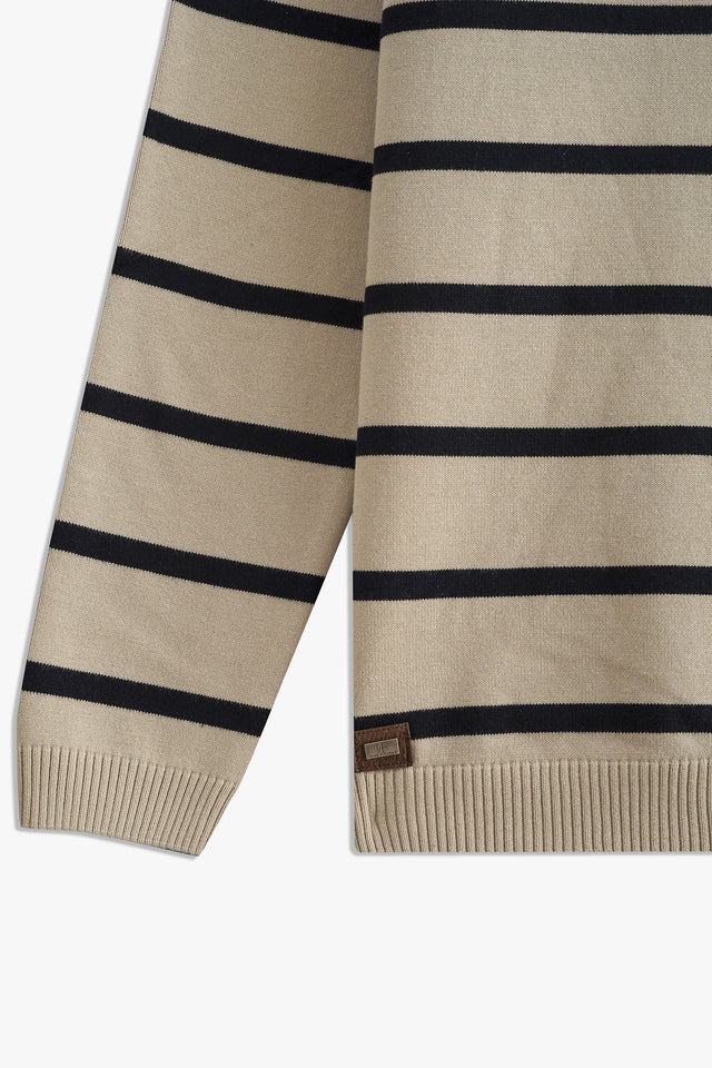 Johnny Collar Striped Sweater Polo