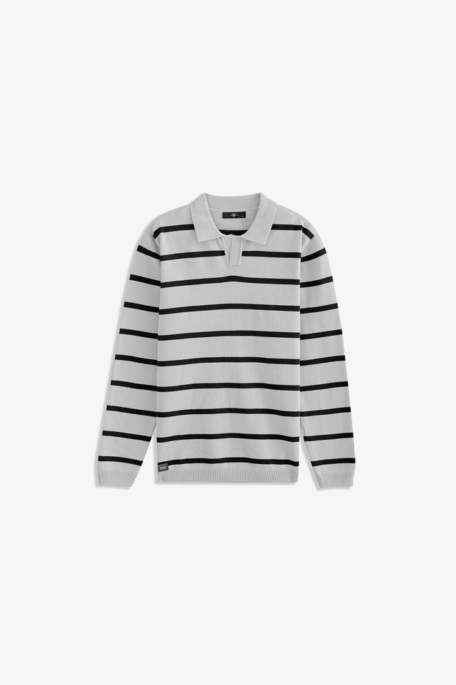 Johnny Collar Striped Sweater Polo