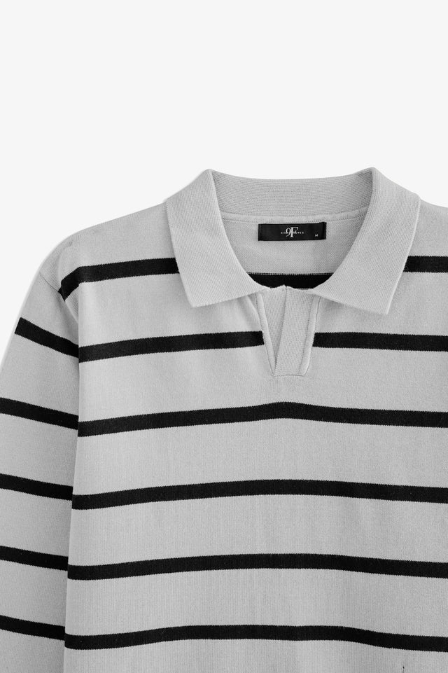 Johnny Collar Striped Sweater Polo