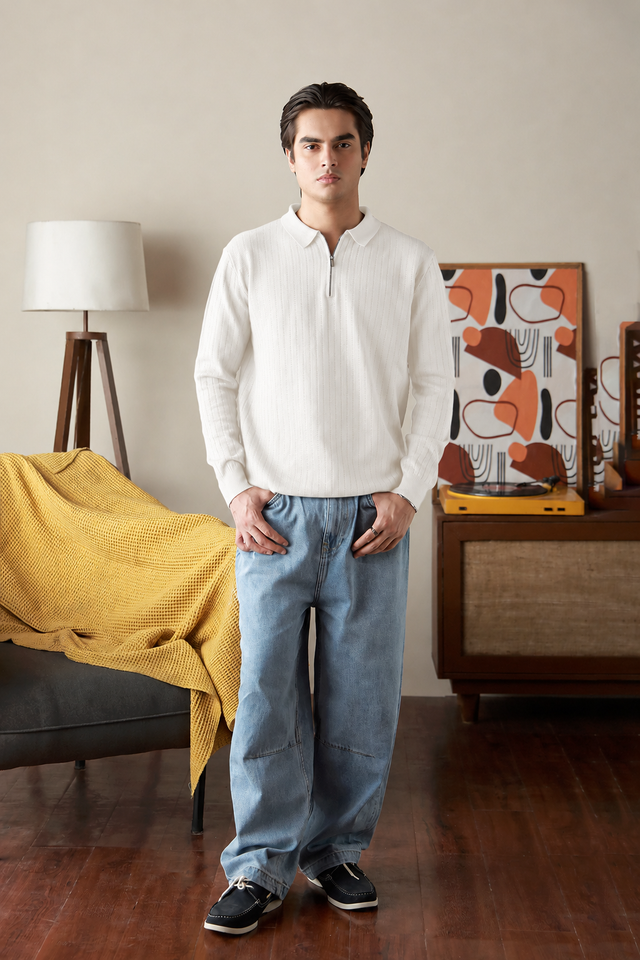 Zipper Textured Sweater