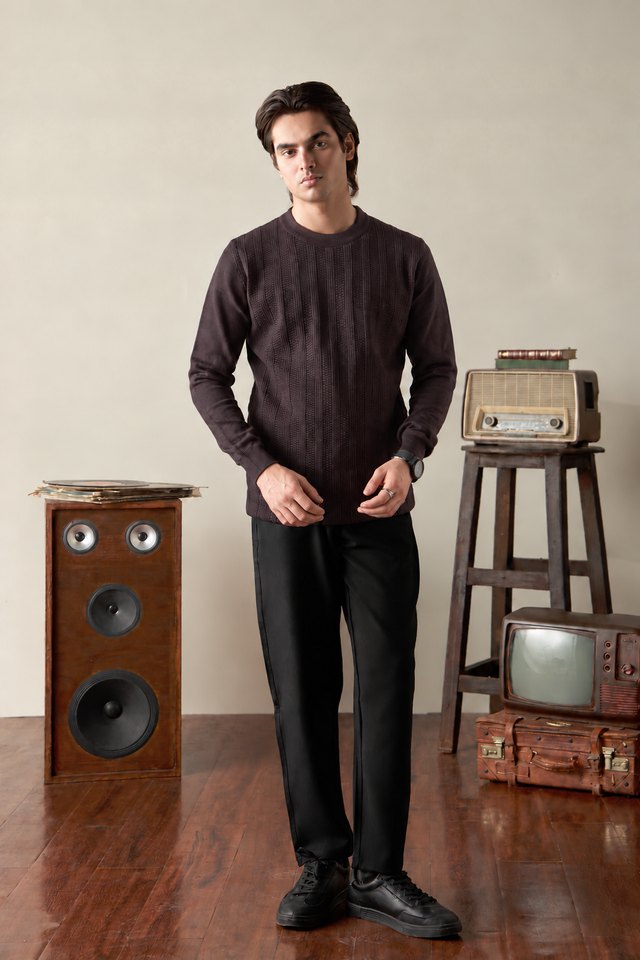 Crew Neck Textured Sweater