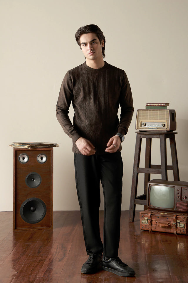 Crew Neck Textured Sweater