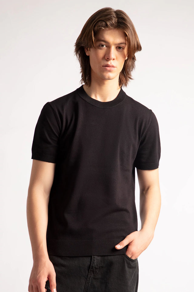 Crew Neck Knitted T-Shirt