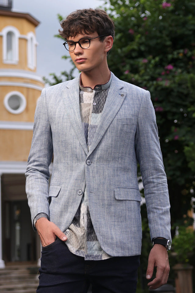 Sky Blue Men Blazer
