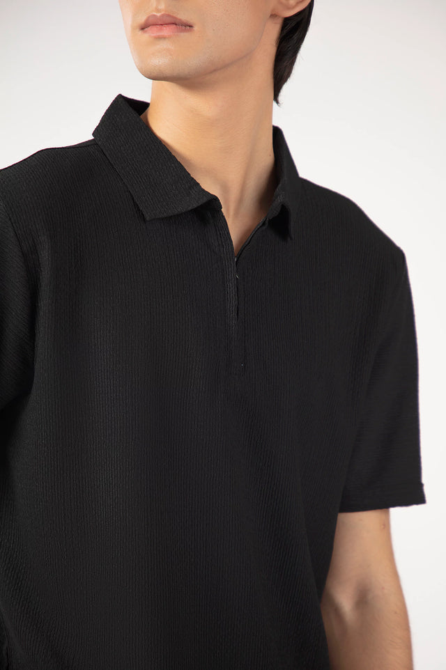 Zipper Textured Polo