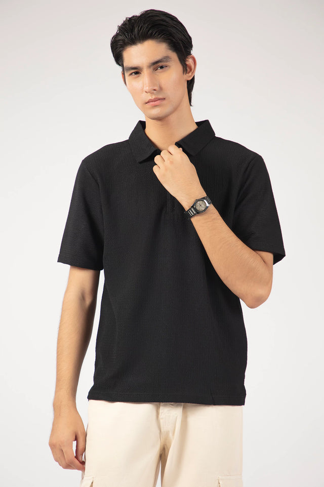 Zipper Textured Polo