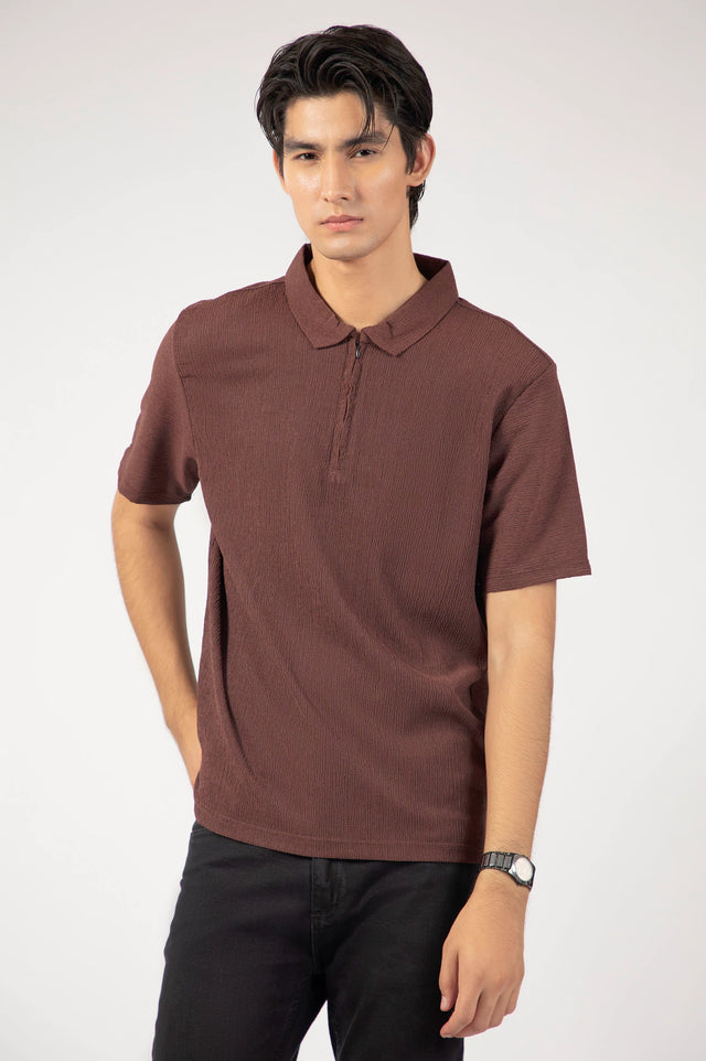 Zipper Textured Polo
