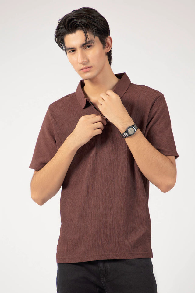 Zipper Textured Polo