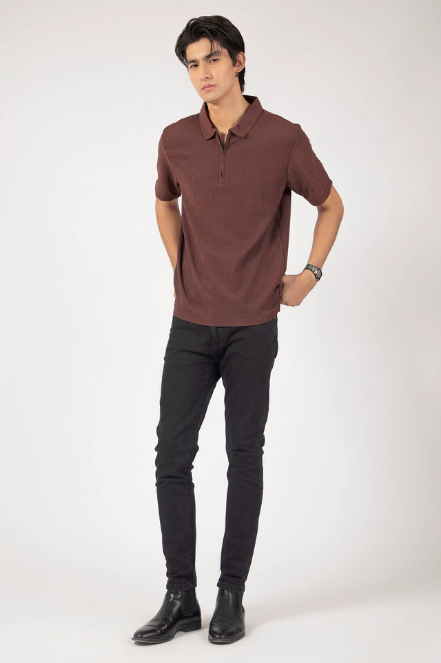 Zipper Textured Polo