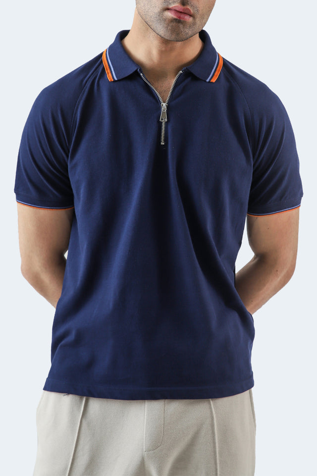 Tipping Collar Zipper Polo