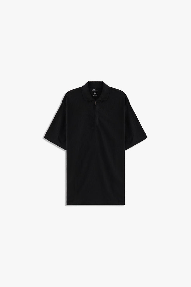 Textured Zipper Polo