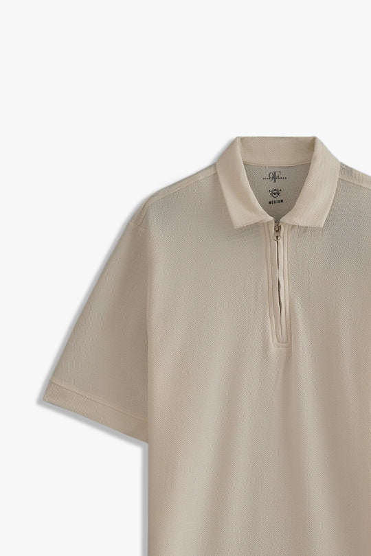 Textured Zipper Polo