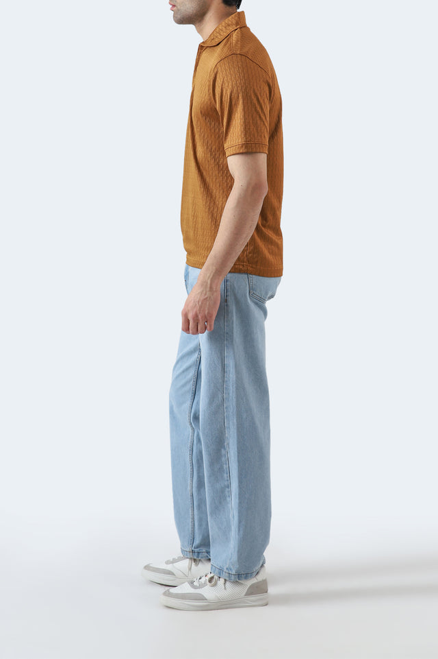 Textured Zipper Polo
