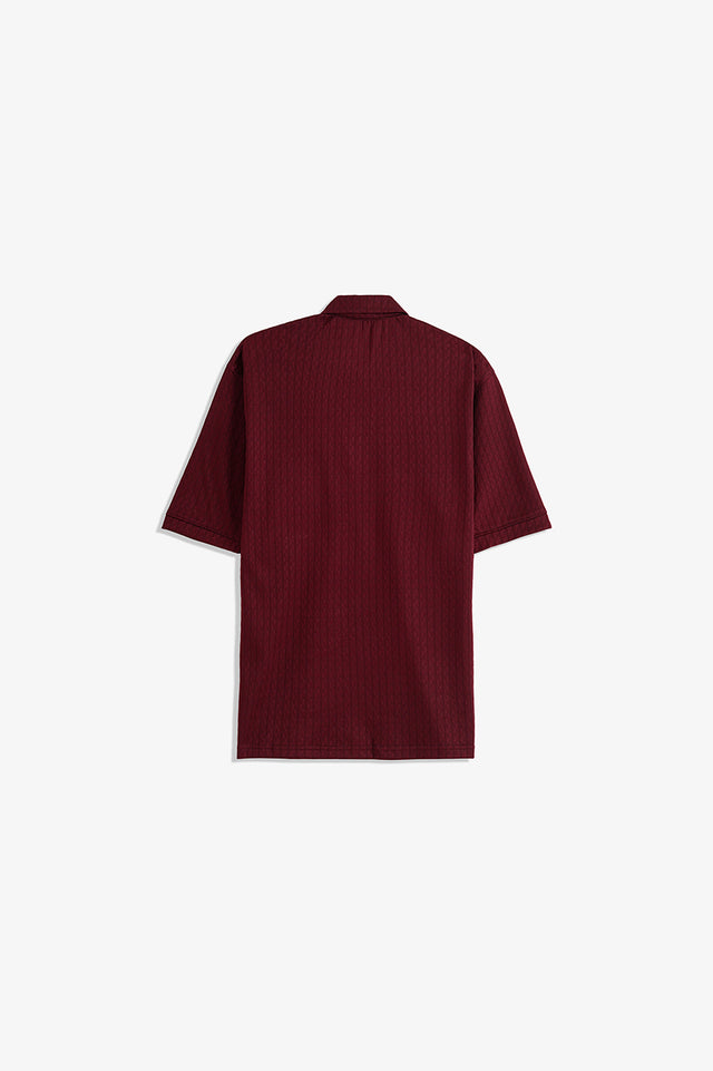 Textured Zipper Polo