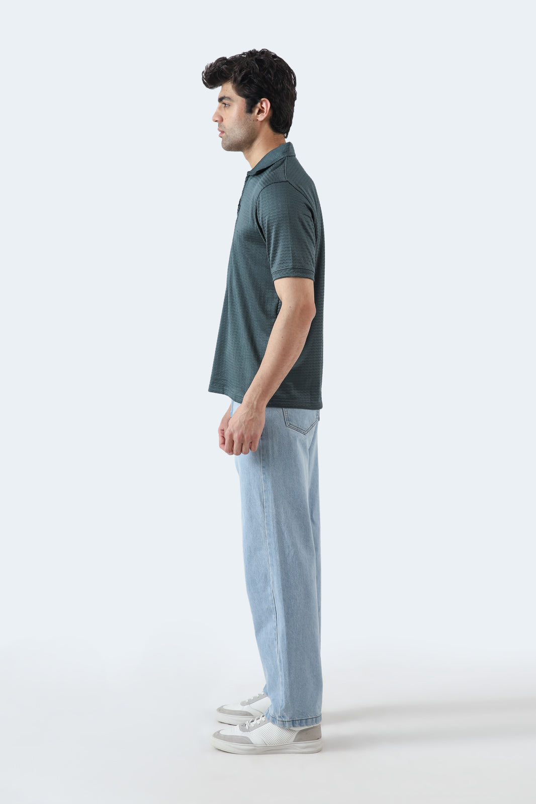 Textured Zipper Polo