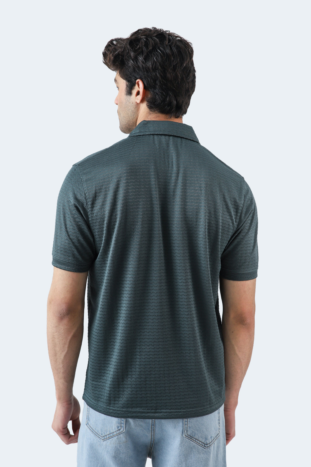 Textured Zipper Polo