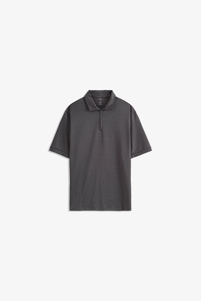 Textured Zipper Polo