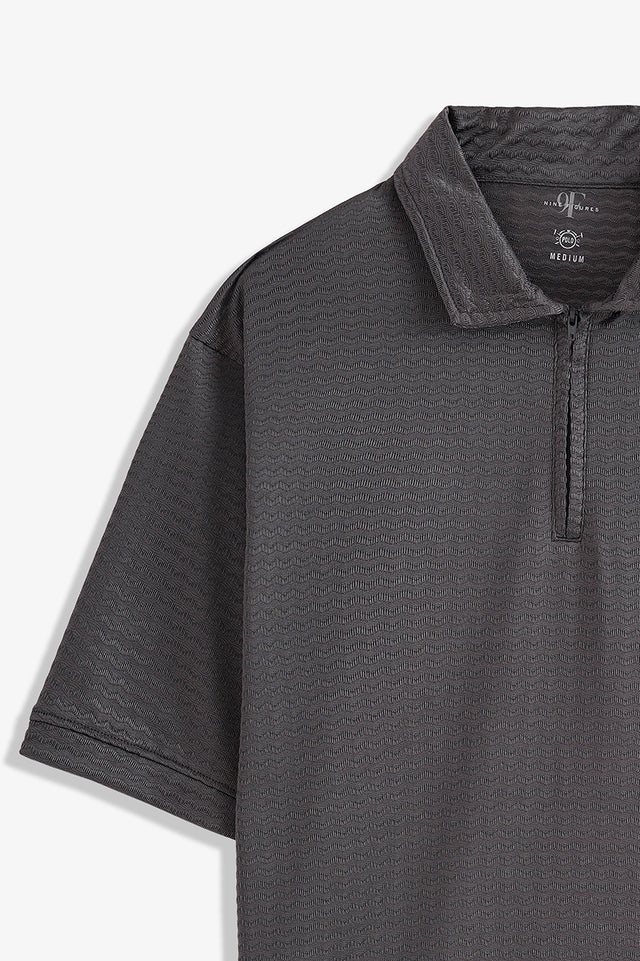Textured Zipper Polo