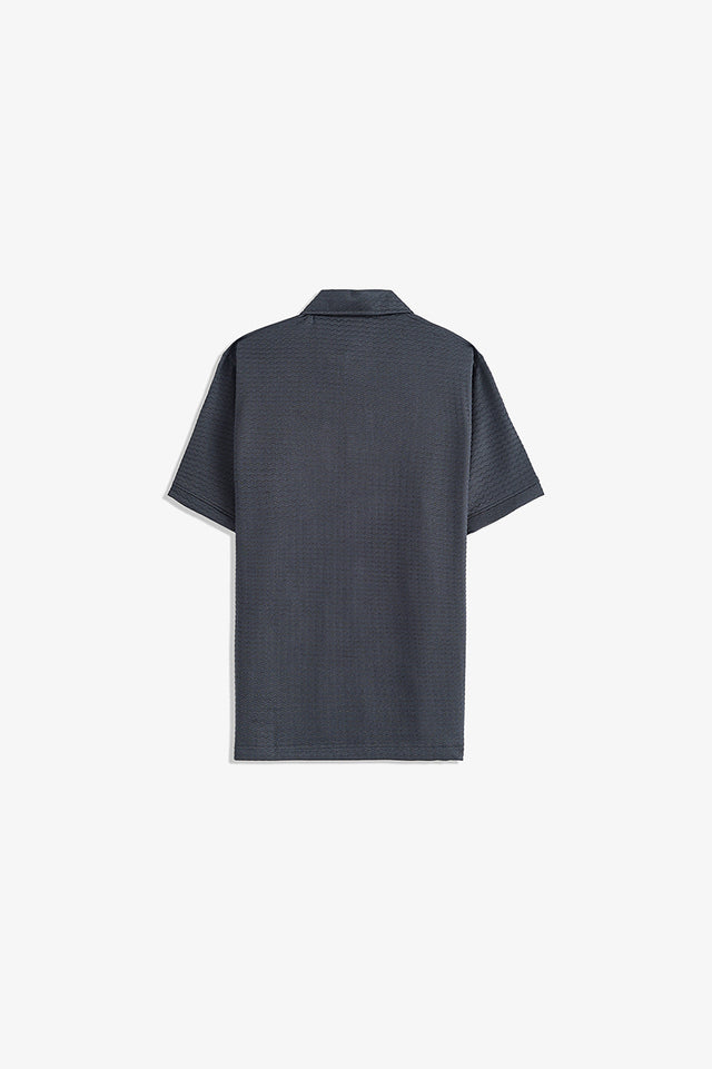 Textured Zipper Polo
