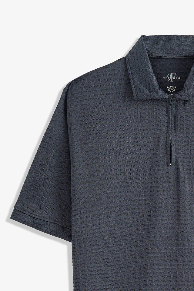 Textured Zipper Polo