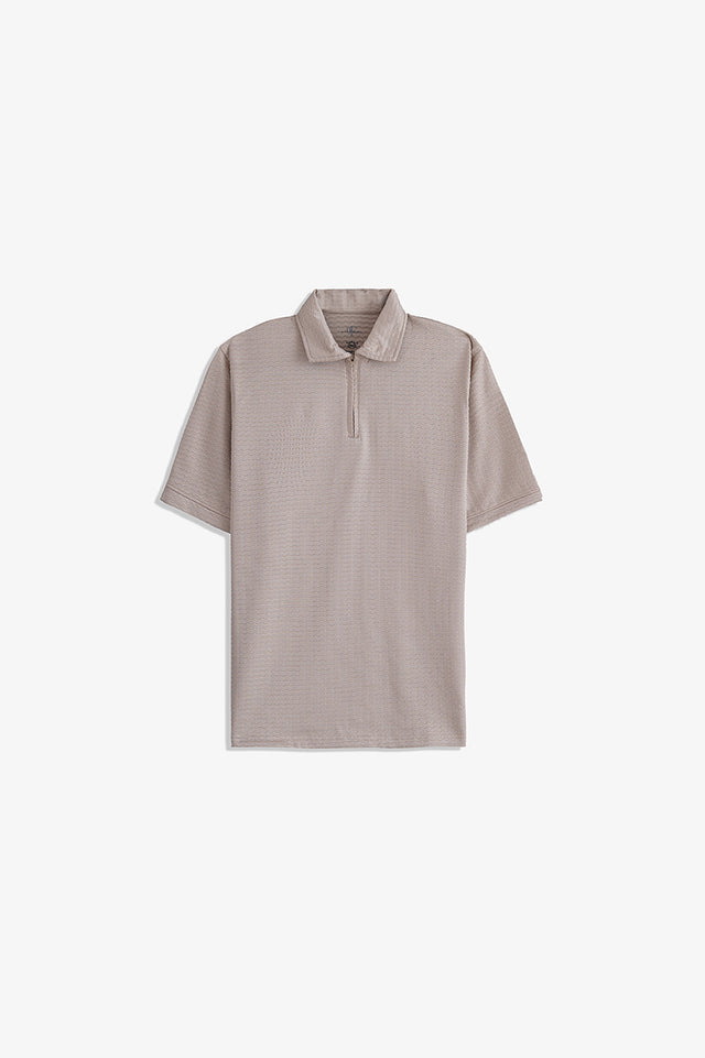 Textured Zipper Polo