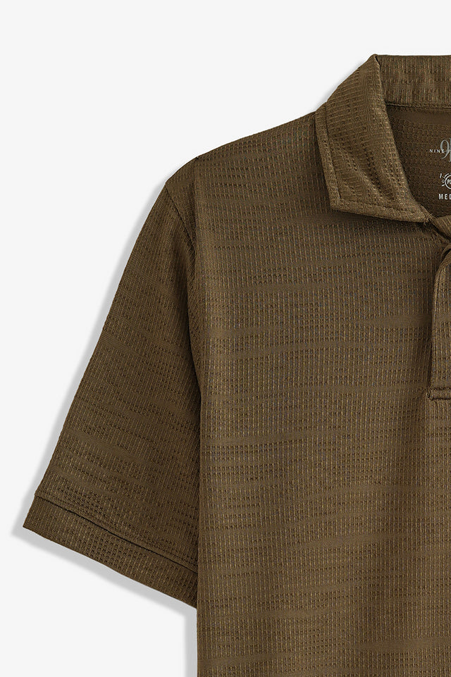 Double Placket Textured Polo