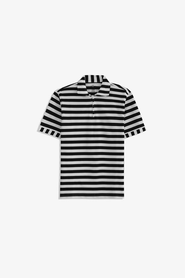 Zipper Striped Polo