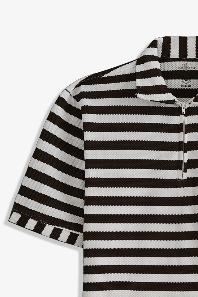 Zipper Striped Polo