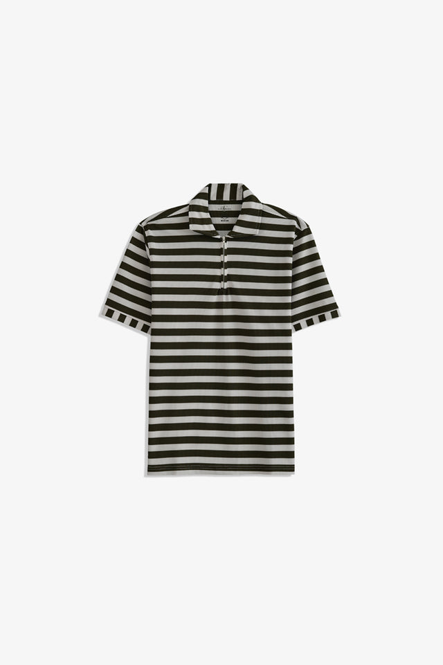 Zipper Striped Polo