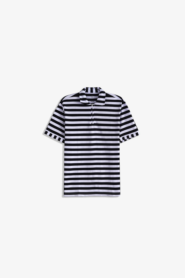 Zipper Striped Polo