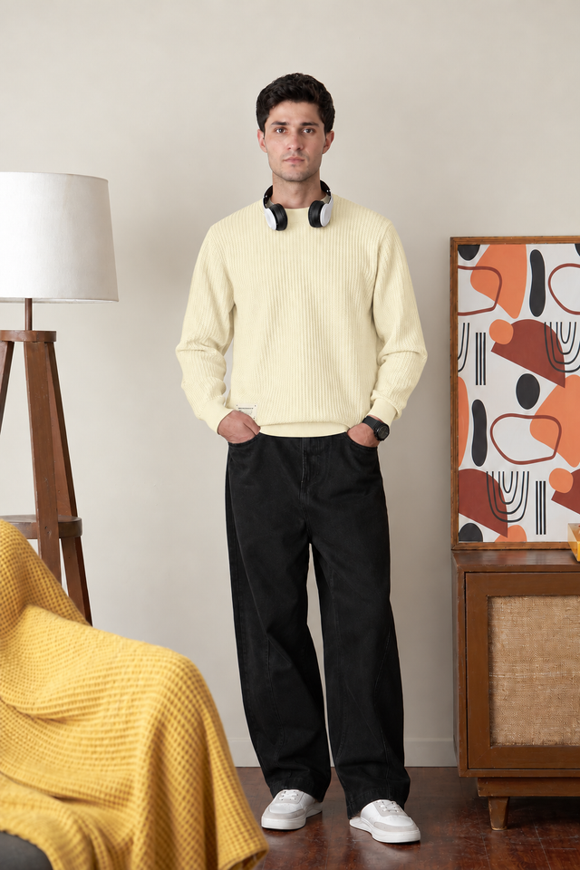 Crew Neck Textured Sweater