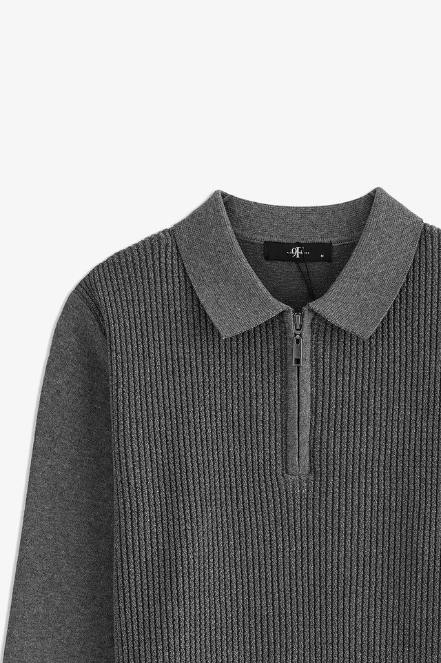 Textured Zipper Sweater