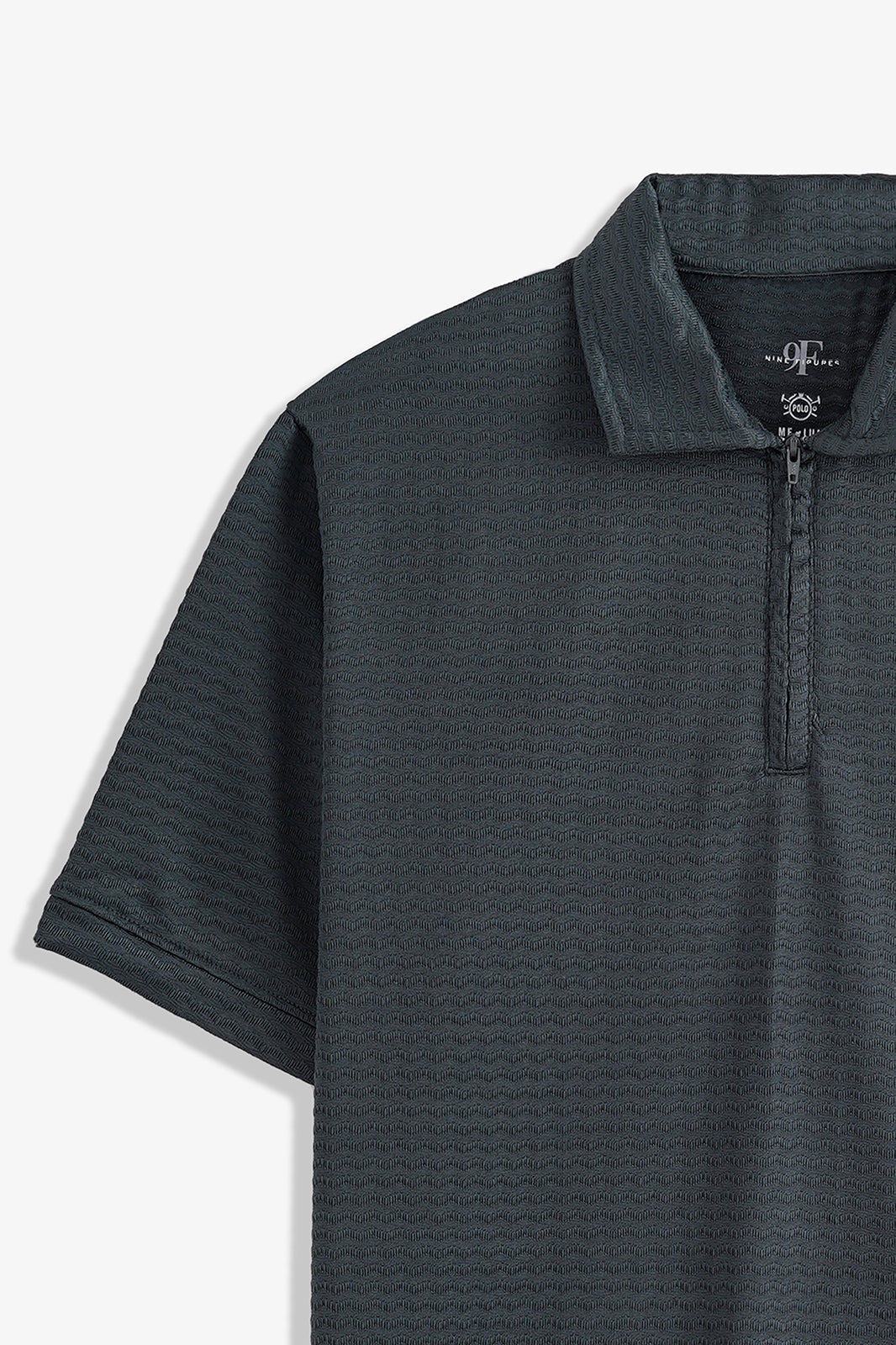 Textured Zipper Polo