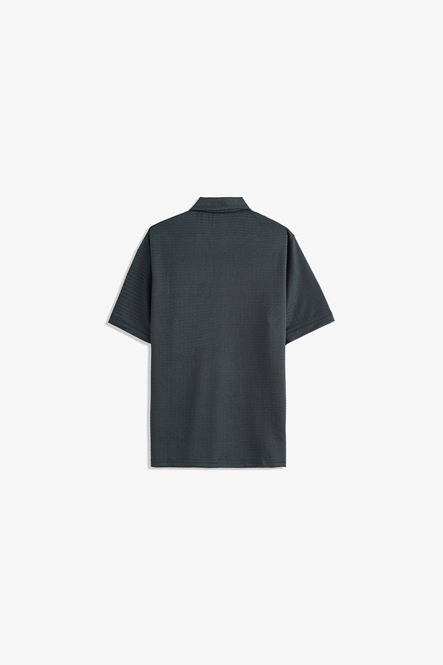 Textured Zipper Polo