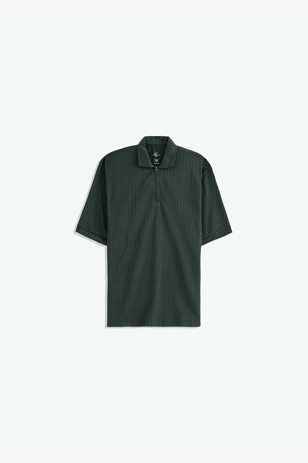 Textured Zipper Polo