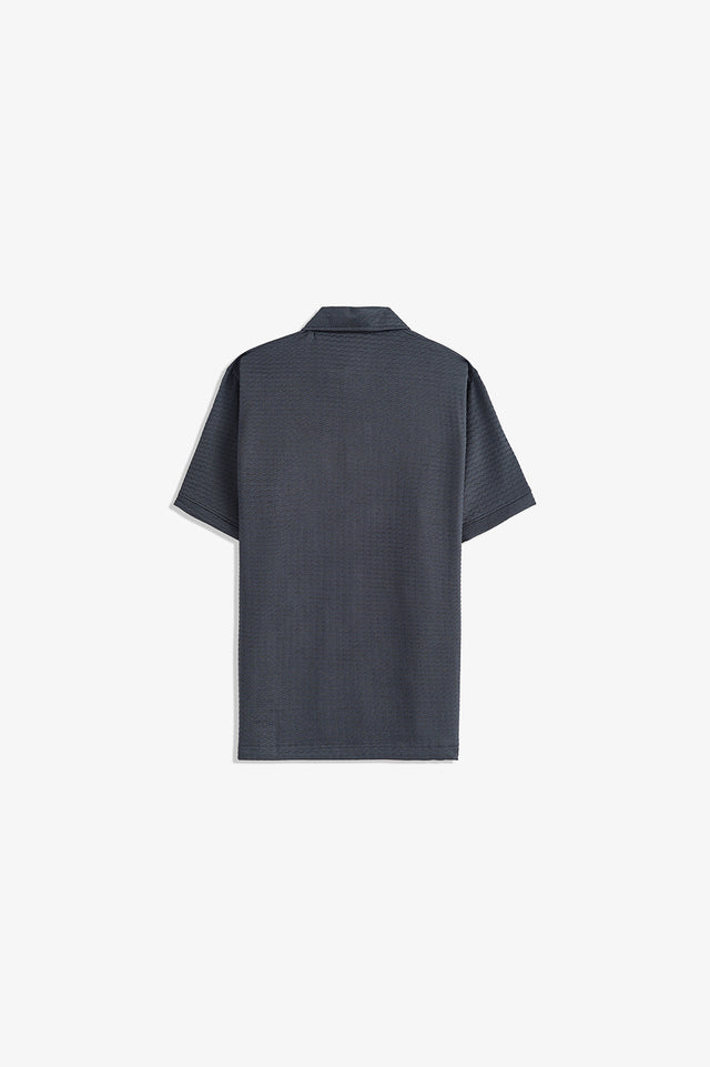 Textured Zipper Polo