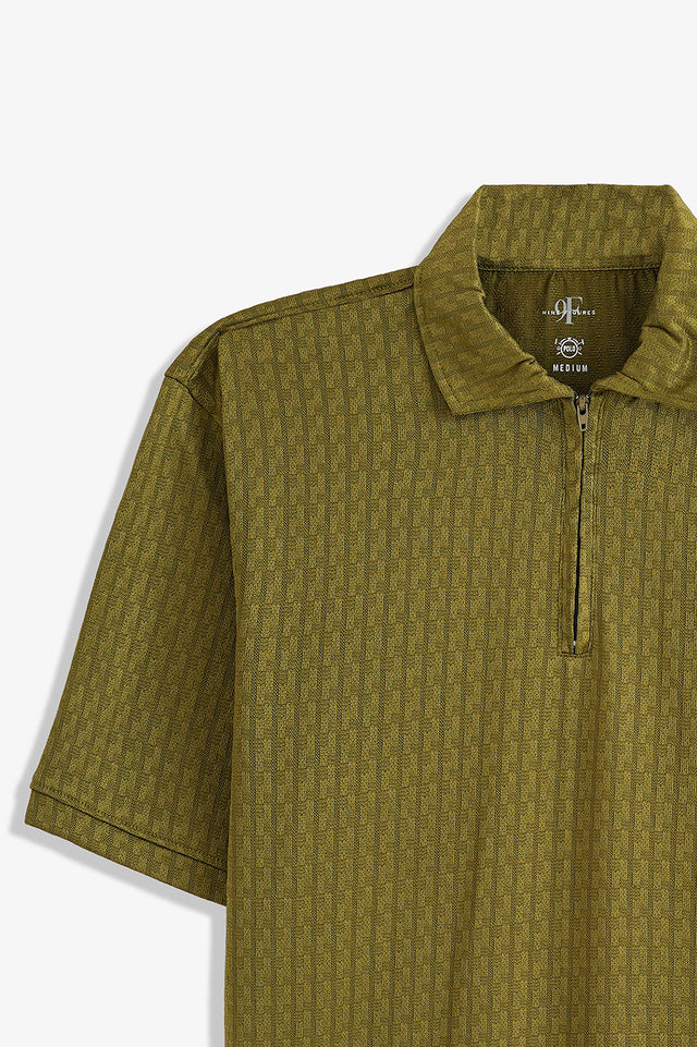 Textured Zipper Polo