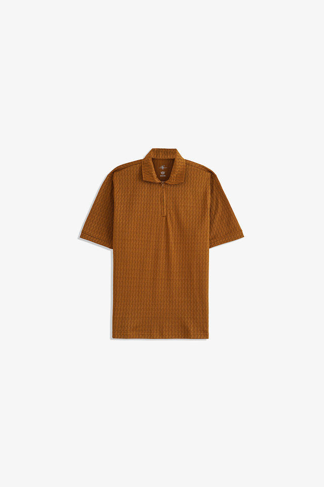 Textured Zipper Polo