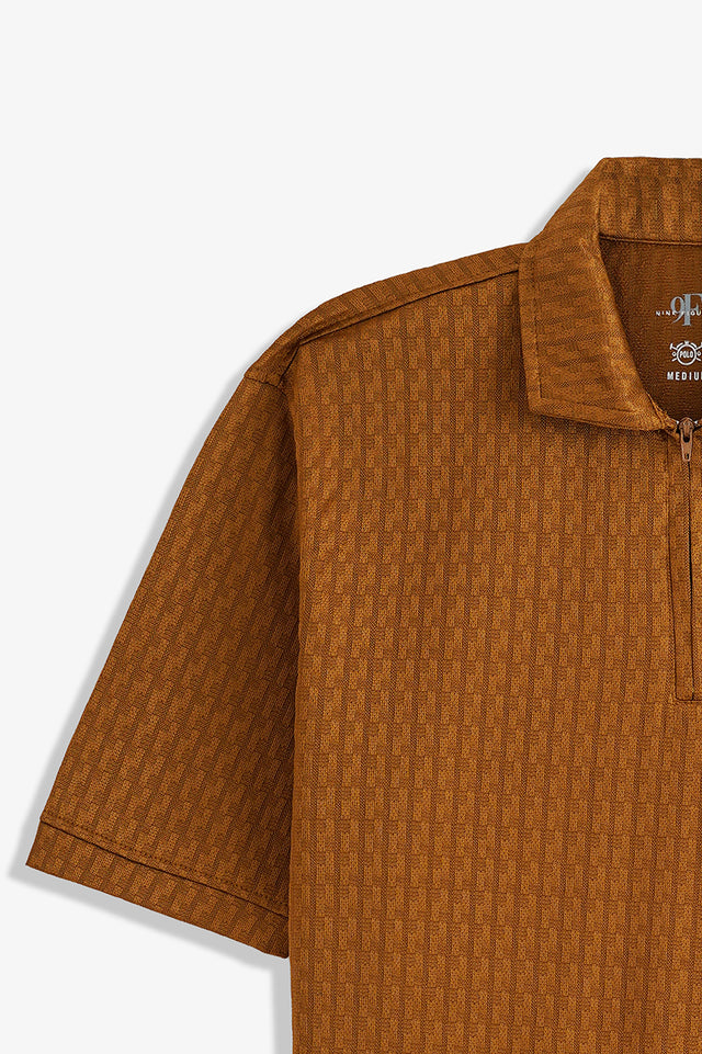 Textured Zipper Polo