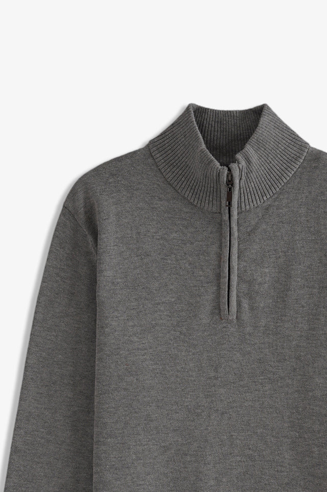 Basic Mock Neck Half Zipper Sweater