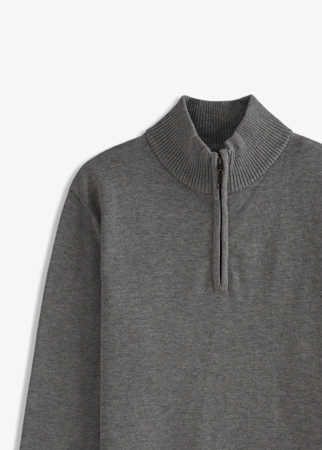 Basic Mock Neck Half Zipper Sweater