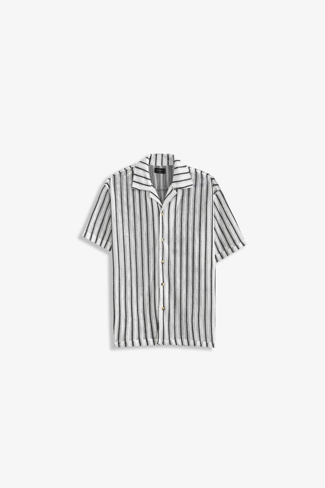 Cuban Collar Striped Shirt