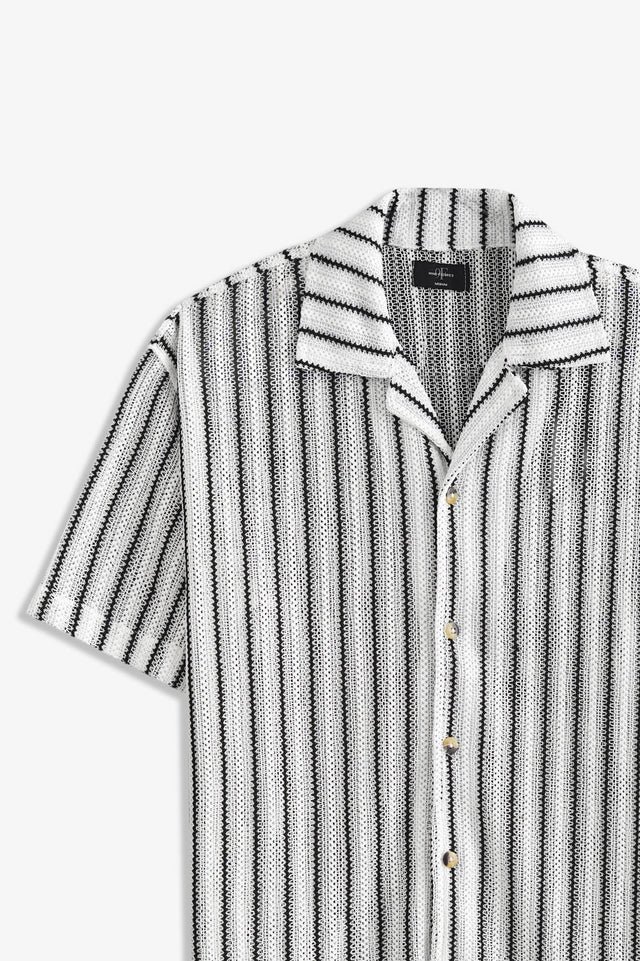 Cuban Collar Striped Shirt
