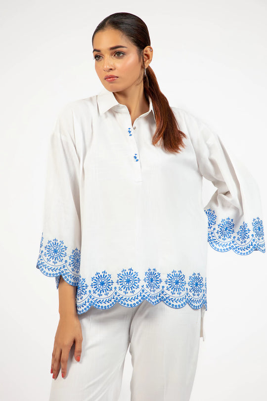 White Blue Co-ord Set