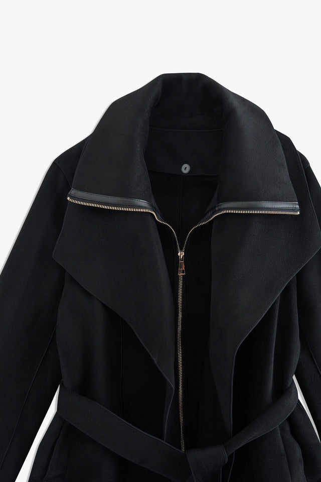 Notched Collar Long Coat