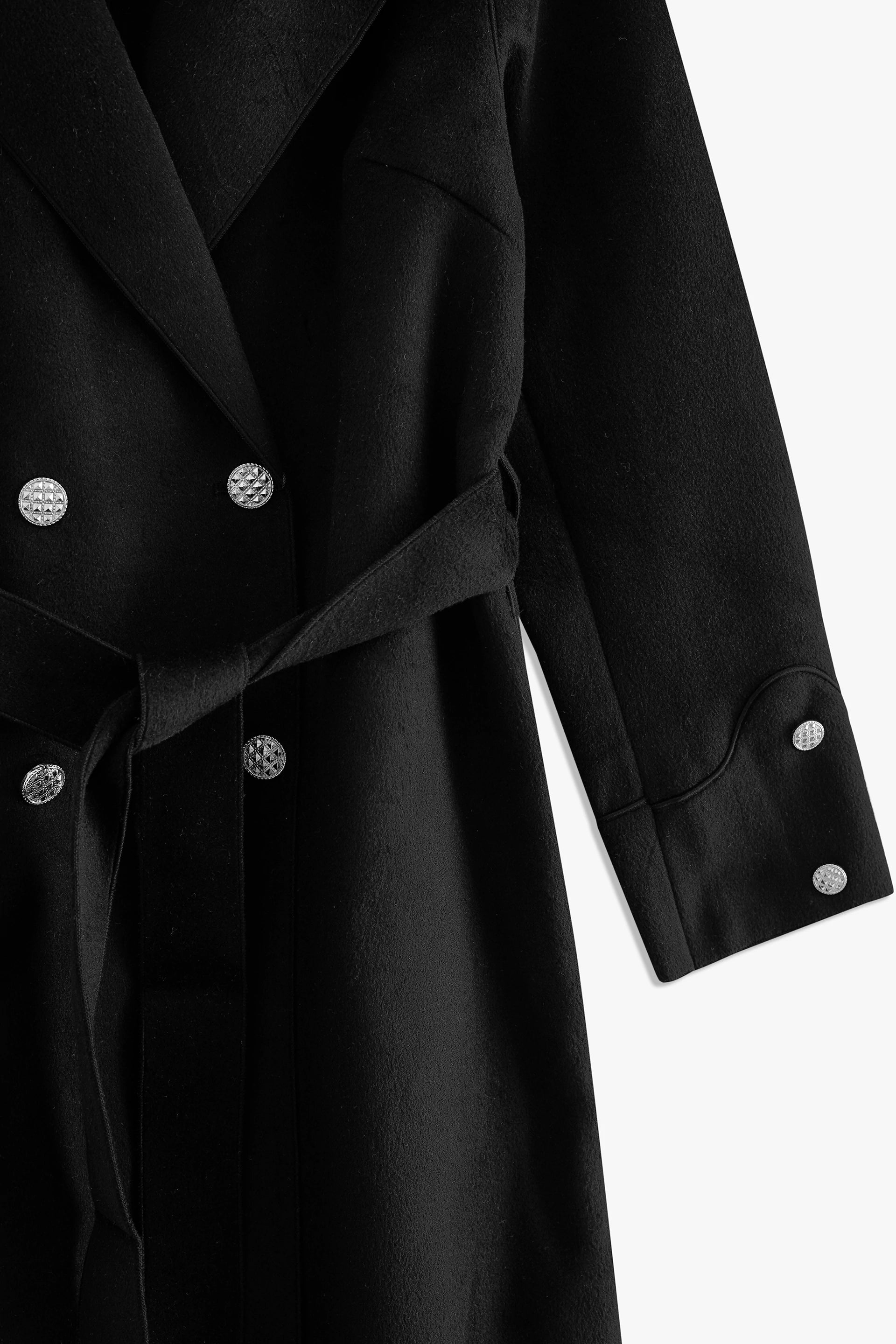 Notched Collar Long Coat