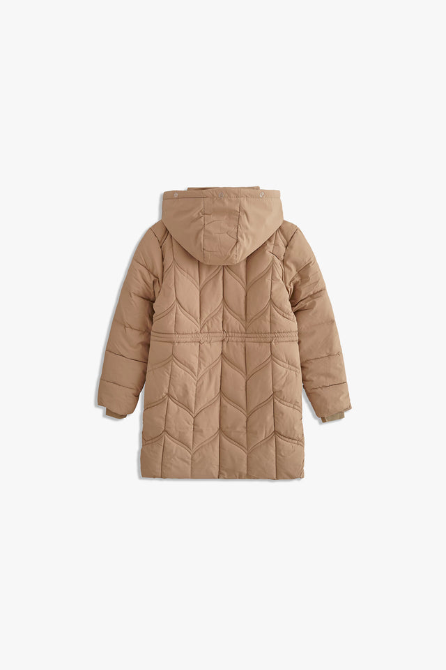 HOODED PUFFER LONG COAT