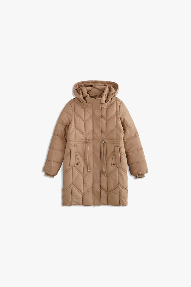 HOODED PUFFER LONG COAT