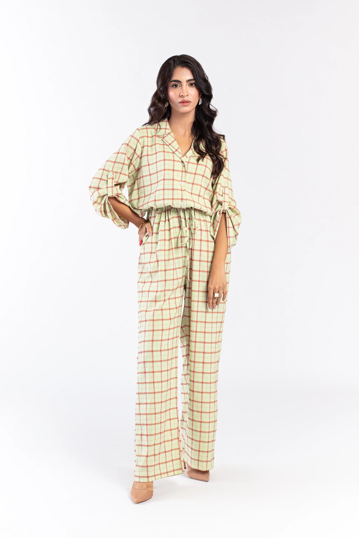 Relaxed Checkered Jumpsuit - 9figure